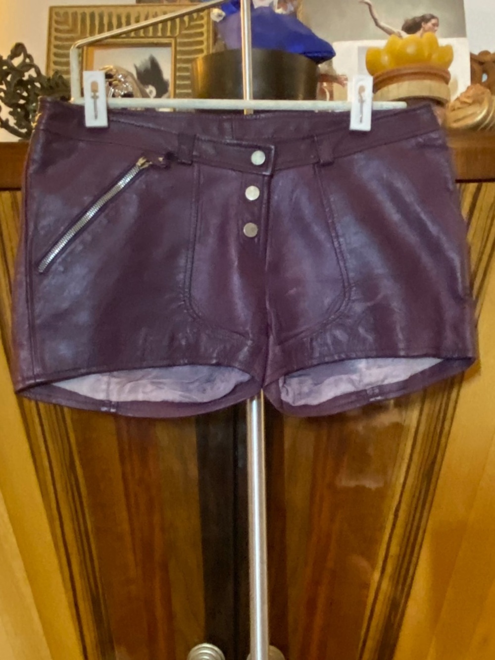 Vintage Purple Genuine Leather Biker Shorts Distressed IT 42 / US 4
